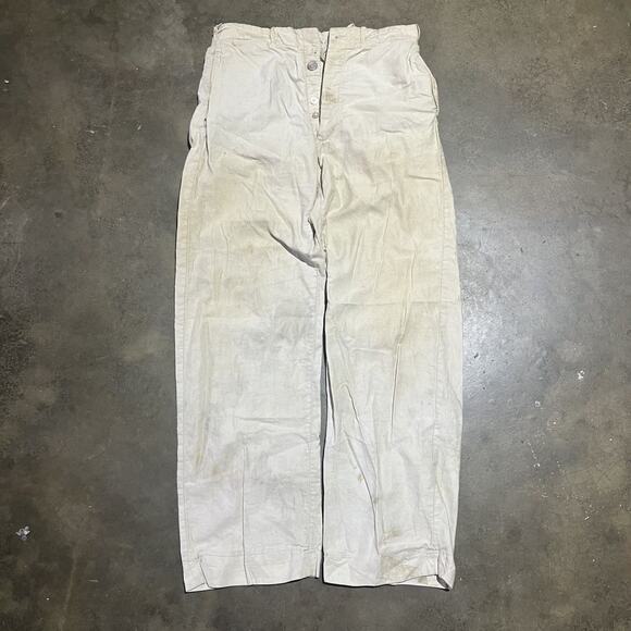 Vintage 50s Tan Sanforized Sail Cloth Cotton Chinos 28x30 - Picture 1 of 5